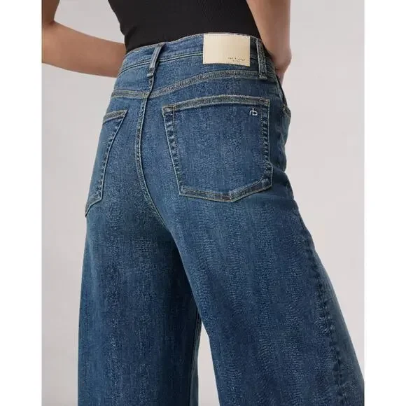 Rag & Bone Flexi Sofie Ultra Wide Leg Jean in Willow Size 26 - Picture 9 of 11